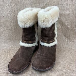 UGG Australia Elijo 5674 Shearling Cuff Suede Slip On Boots Espresso Women Sz 9
